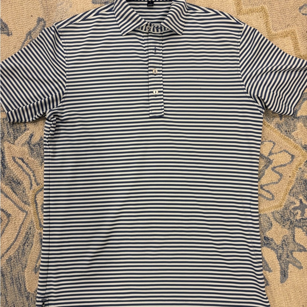 Peter Millar Navy and White Striped Polo Shirt